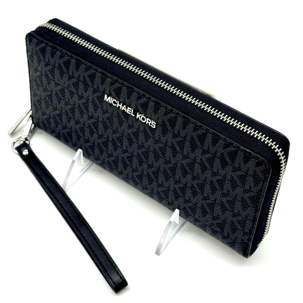 Michael Kors Large Jet Set Travel Signature Continental Wallet Wristlet Black - Picture 6 of 8